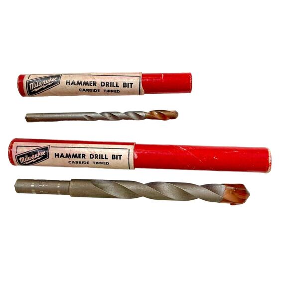 Lot of 2 Milwaukee Hammer Drill Bit Carbide Tip 1/4" x 4 & 1/2" x 6 1/8" Shank - Picture 4 of 4